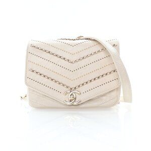 Chanel Mini Crinkled Calfskin Square Chain Sequins Chevron Flap Bag